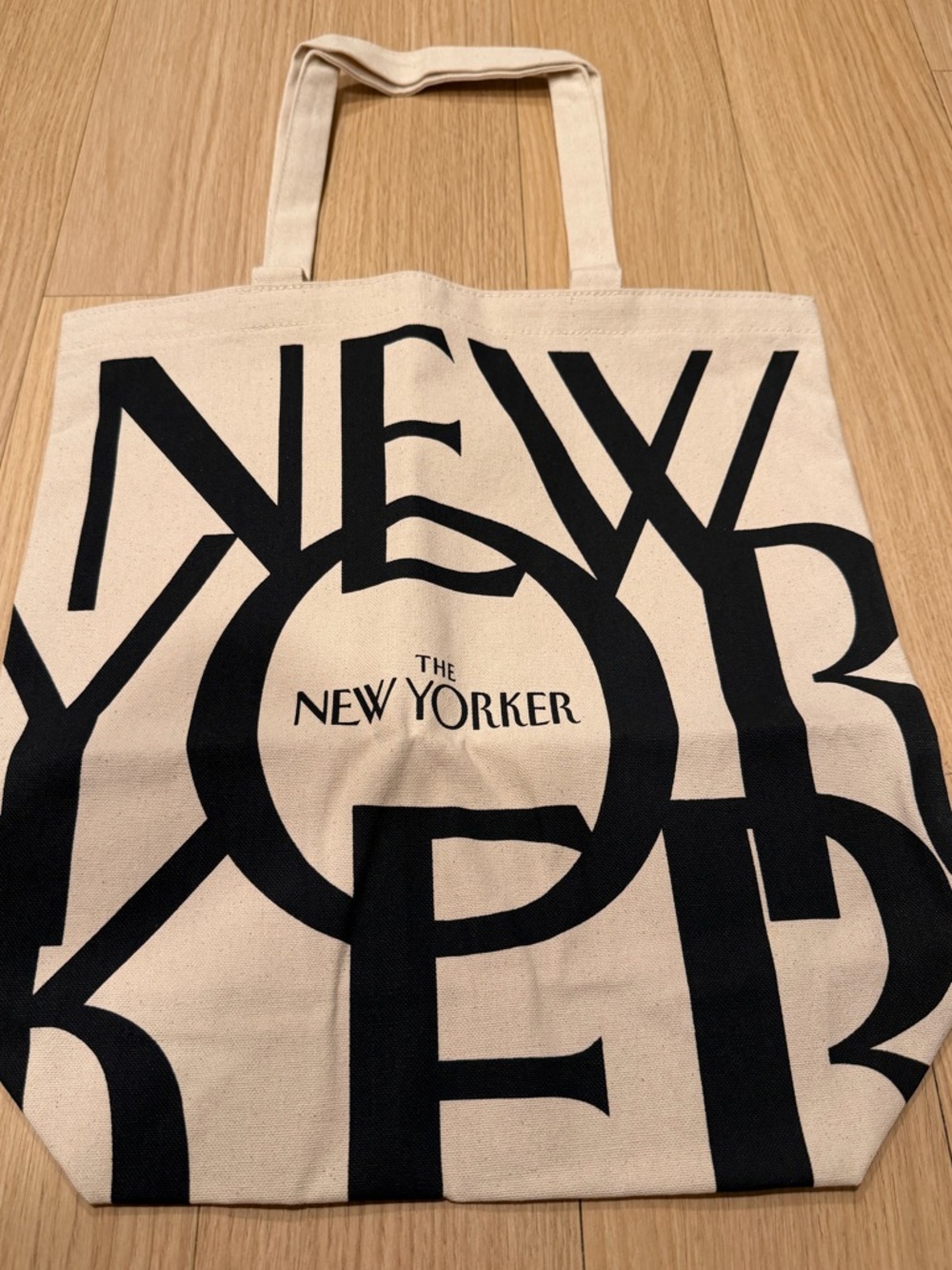 The New Yorker Logo Canvas Tote Bag - Black on Natural